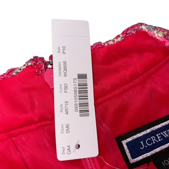 J.Crew | NWT Pink Metallic Tweed Belted Mini Dress | Size 10 Petite (10P) - Picture 12 of 12